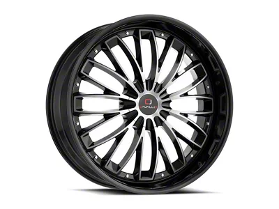 Cavallo CLV-42 Gloss Black and Machined Wheel; Rear Only; 24x9; 34mm Offset (11-23 Charger w/o Brembo Brakes)