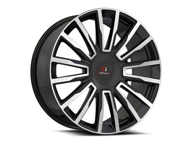 Cavallo CLV-47 Gloss Black and Machined Wheel; Rear Only; 22x9.5; 15mm Offset (06-10 Charger)