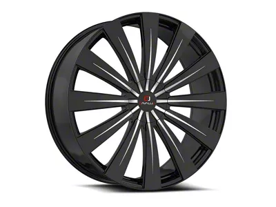 Cavallo CLV-49 Gloss Black and Machined Wheel; Rear Only; 22x9.5; 15mm Offset (11-23 RWD Charger, Excluding Widebody)