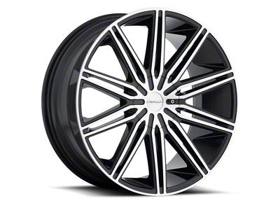 Cavallo CLV-10 Gloss Black and Machined Wheel; 18x8; 38mm Offset (99-04 Mustang GT, V6)