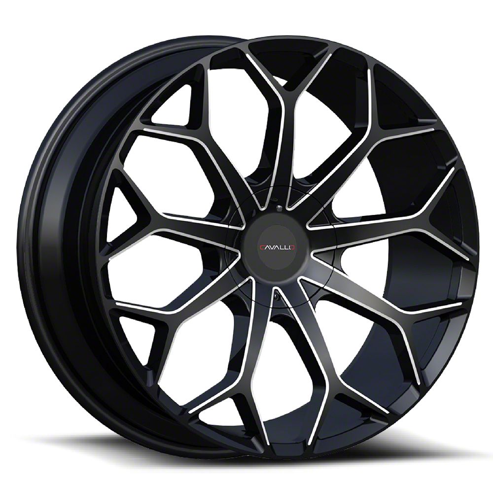 Cavallo Mustang Clv-22 Gloss Black And Milled Wheel; Rear Only; 22x8.5 