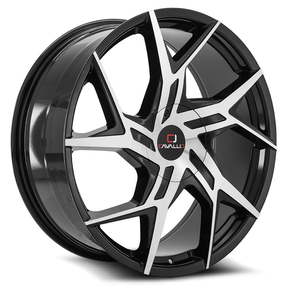 Cavallo Mustang Clv-26 Gloss Black And Machined Wheel; Rear Only; 22x8 