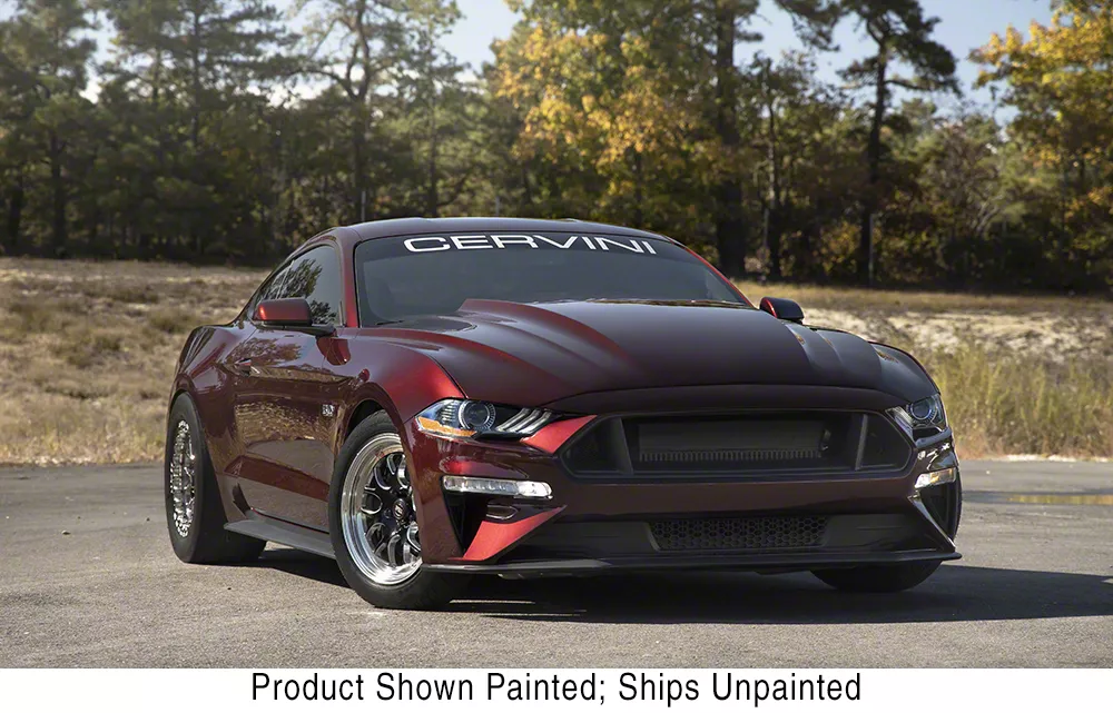 Cervini's Mustang Cobra R Style Hood; Unpainted 1244 (18-23 Mustang GT ...