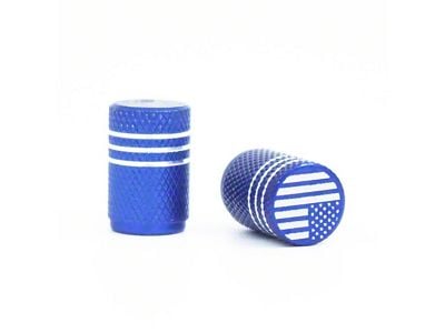 Aluminum Valve Stem Cap with Flag; Blue (Universal; Some Adaptation May Be Required)