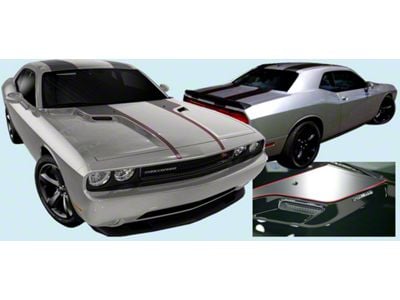 Blacktop Edition Stripe Kit; Matte Black (08-14 Challenger w/o Sunroof)