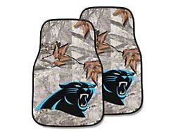 Carpet Front Floor Mats with Carolina Panthers Logo; Camo (Universal; Some Adaptation May Be Required)