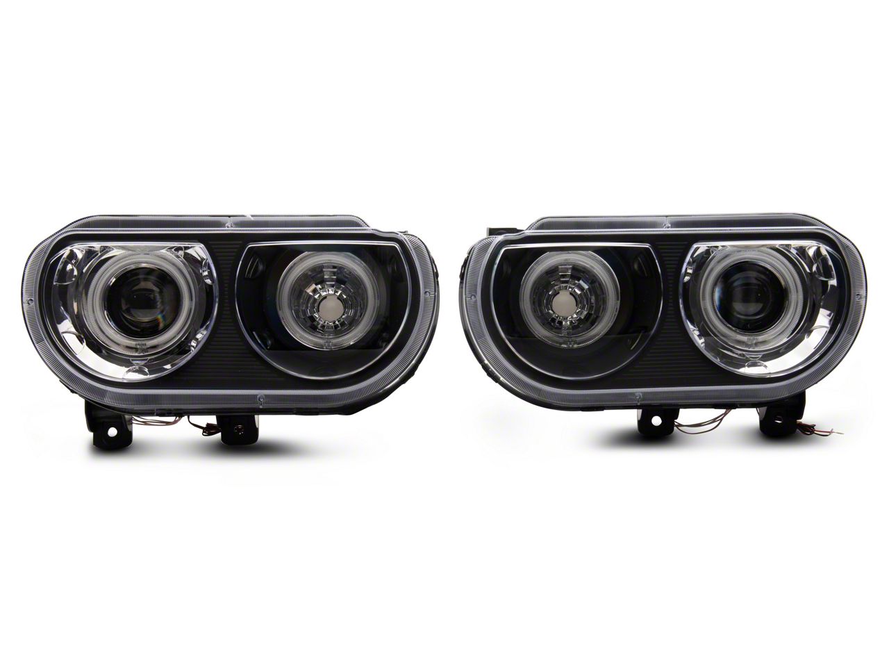 Challenger CCFL Halo Projector Headlights; Black Housing; Clear Lens (08-14  Challenger w/ Factory Halogen Headlights) - Free Shipping