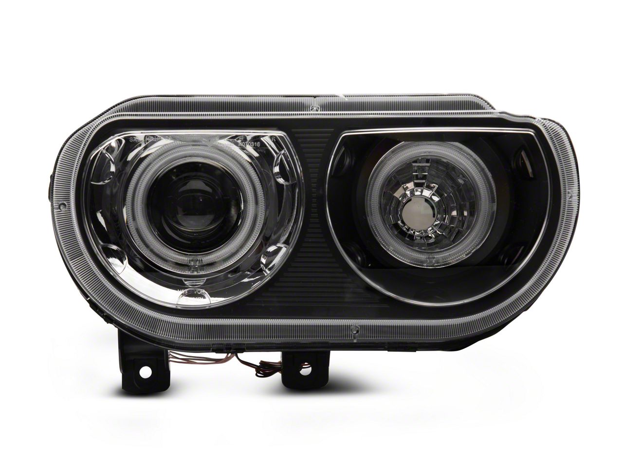 Challenger CCFL Halo Projector Headlights; Black Housing; Clear Lens (08-14  Challenger w/ Factory Halogen Headlights) - Free Shipping