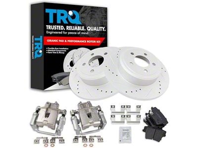 Ceramic Performance Brake Rotor, Pad, and Caliper Kit; Rear (09-16 V6 Challenger w/ Single Piston Calipers)