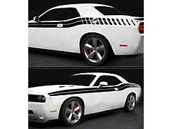 Double Side and Strobe Stripes; Matte Black (19-23 Challenger)