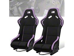 Fabric Racing Bucket Seats with Seat Sliders; Black/Purple (Universal; Some Adaptation May Be Required)