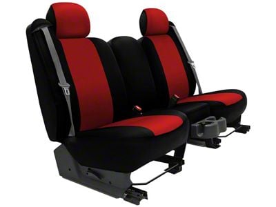 Genuine Neoprene Custom 1st Row Bucket Seat Covers; Red/Black (08-10 Challenger)