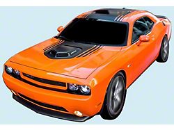 HEMI Shaker Stripes; Matte Black (11-14 Challenger w/ Shaker Hood & w/o Sunroof)