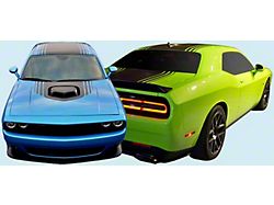 HEMI Shaker Stripes; Matte Black (15-23 Challenger w/ Shaker Hood & w/o Sunroof)