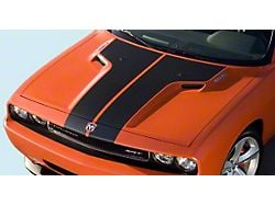 Hood and Header Stripes; Carbon Fiber (08-14 Challenger SRT8)