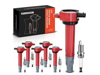 Ignition Coil Set with Iridium Spark Plugs; Red (08-10 3.5L Challenger)