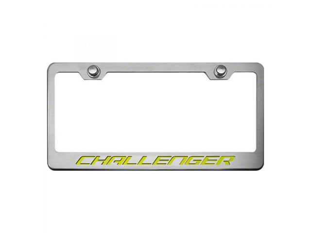 License Plate Frame with CHALLENGER Lettering; Synergy Green Solid (Universal; Some Adaptation May Be Required)