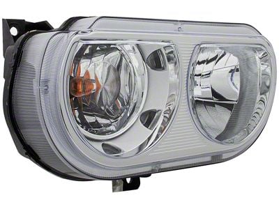 OE Style Headlight; Chrome Housing; Clear Lens; Driver Side (08-11 Challenger w/ Factory Halogen Headlights)