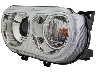 OE Style Headlight; Chrome Housing; Clear Lens; Passenger Side (08-10 Challenger w/ Factory HID Headlights)