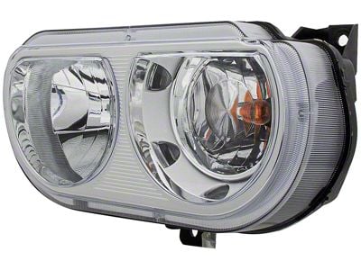 OE Style Headlight; Chrome Housing; Clear Lens; Passenger Side (08-11 Challenger w/ Factory Halogen Headlights)