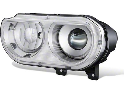 OE Style HID Projector Headlight with Clear Corners; Chrome Housing; Clear Lens; Driver Side (08-14 Challenger w/ Factory HID Headlights)