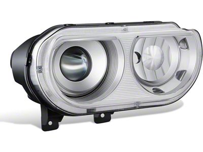 OE Style HID Projector Headlight with Clear Corners; Chrome Housing; Clear Lens; Passenger Side (08-14 Challenger w/ Factory HID Headlights)