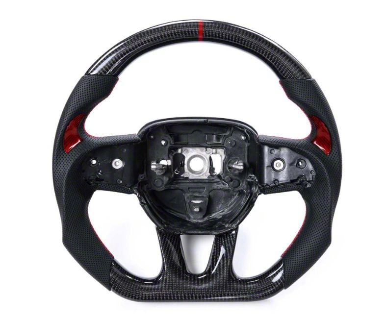 Challenger OEM Carbon Fiber Steering Wheel with Red Carbon Fiber Inlay ...