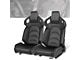 Perforated Vinyl Racing Bucket Seats with Seat Sliders; Black Carbon Fiber Style (Universal; Some Adaptation May Be Required)