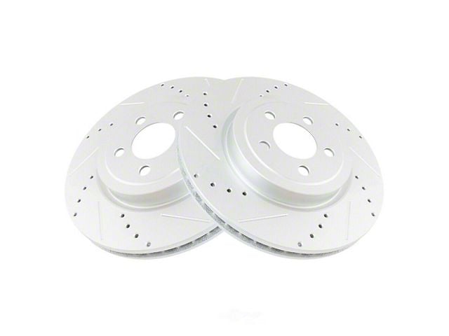 Performance Drilled and Slotted Rotors; Front Pair (08-23 Challenger w/ 13.60-Inch Front Rotors)