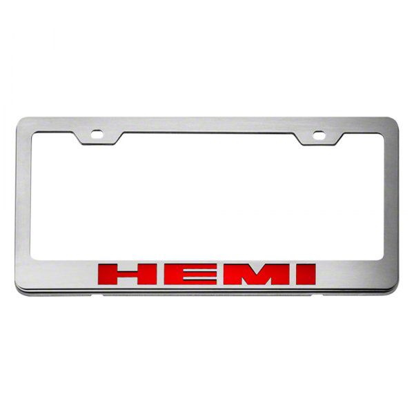 Challenger Stainless Steel HEMI License Plate Frame; Solid Bright Red ...