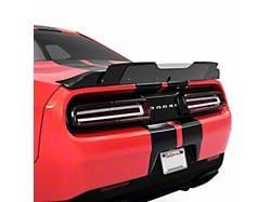 V1R Wicker Bill Rear Spoiler Add-On; Satin Black Vinyl (15-23 Challenger)