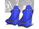 Woven Fabric Vinyl Bolsters Racing Bucket Seats with Seat Sliders; Blue (Universal; Some Adaptation May Be Required)