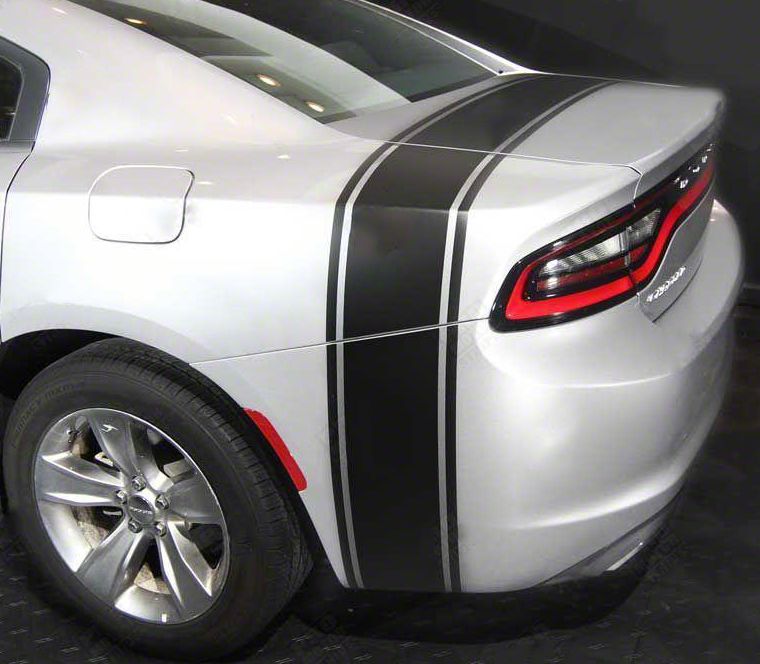 Charger Bumblebee Trunk Rear Stripes; Matte Black (15-18 Charger ...