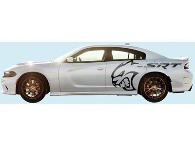 Cathead-SRT Side Decals; Matte Black (15-23 Charger SRT Hellcat)