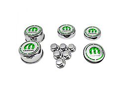 Deluxe Engine Caps with MOPAR Logo; Green Carbon Fiber (12-23 6.4L HEMI Charger)