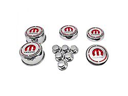 Deluxe Engine Caps with MOPAR Logo; Red Carbon Fiber (08-23 5.7L HEMI Charger)