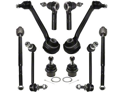 Front Lower Forward Control Arms with Inner and Outer Tie Rod Ends, Lower Ball Joints and Swar Bar Links (06-10 RWD Charger)