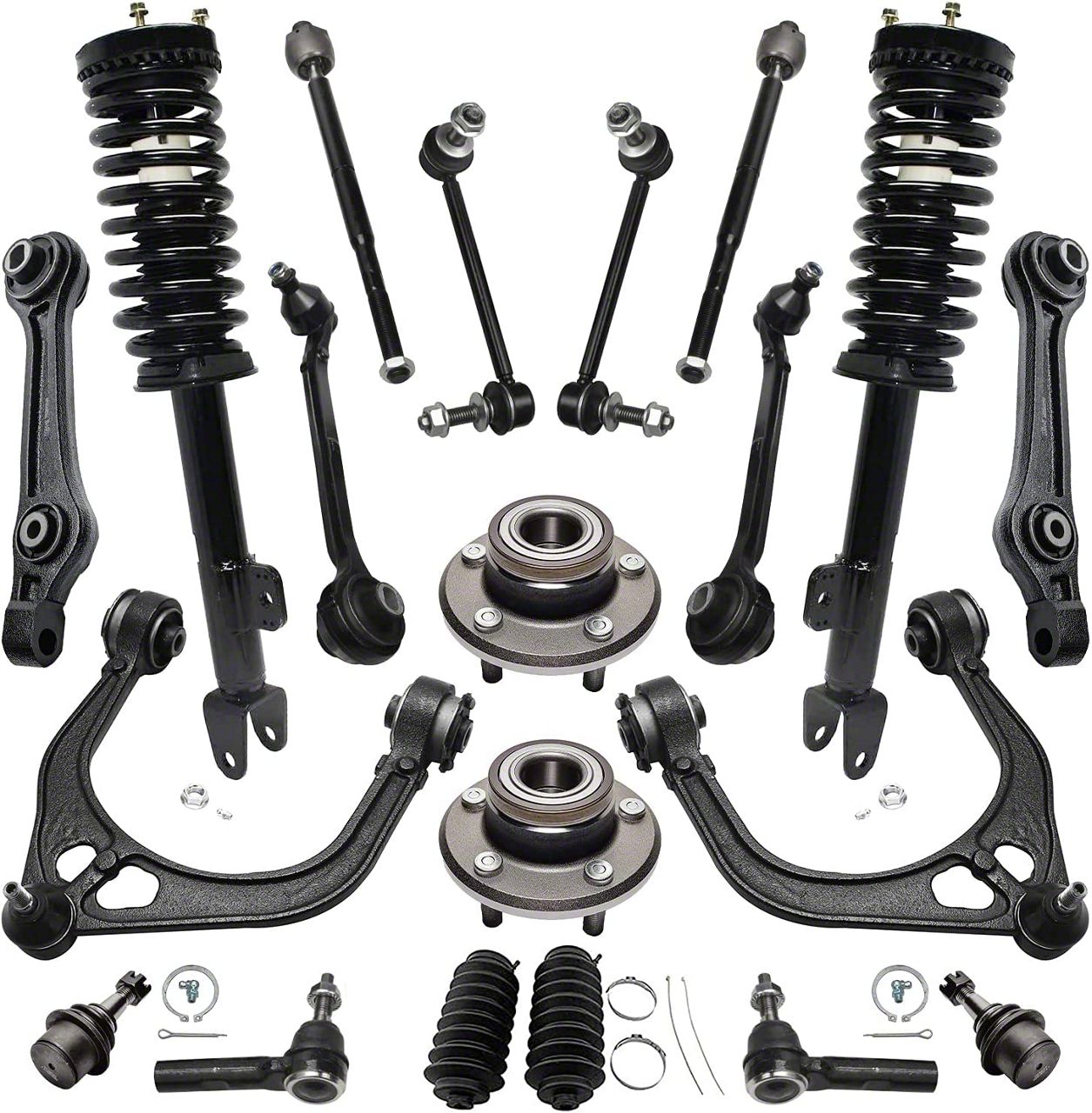 Front Strut and Spring Assemblies with Front Control Arms, Hub Assemblies, Sway Bar Links and Tie Rods (06-10 V6 RWD Charger w/o Performance or Self-Leveling Suspension)