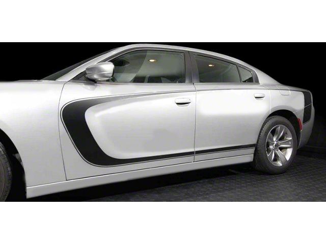 Front to Rear Side Accent Stripes; Gloss Black (11-14 Charger)
