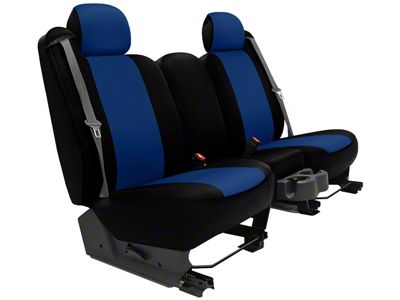 Genuine Neoprene Custom 1st Row Bucket Seat Covers; Blue/Black (06-10 Charger R/T)