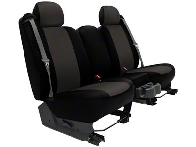 Genuine Neoprene Custom 1st Row Bucket Seat Covers; Charcoal/Black (06-07 Charger Base)