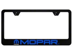 MOPAR and Logo PC License Plate Frame; UV Print on Black (Universal; Some Adaptation May Be Required)