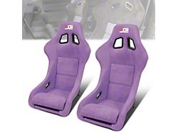 Microfiber Suede Medium Racing Bucket Seats with Seat Sliders; Purple (Universal; Some Adaptation May Be Required)