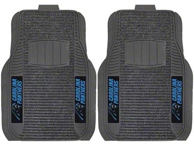 Molded Front Floor Mats with Carolina Panthers Logo (Universal; Some Adaptation May Be Required)