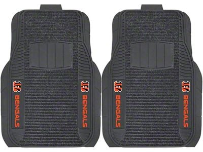 Molded Front Floor Mats with Cincinnati Bengals Logo (Universal; Some Adaptation May Be Required)