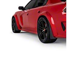 Mud Flaps; Front and Rear; Gloss Black Vinyl (20-23 Charger Widebody)