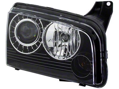 OE Style Headlight; Black Housing; Clear Lens; Passenger Side (08-10 Charger w/ Factory HID Headlights)