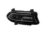 OEM Style Headlight with LED DRL; Passenger Side; Black Housing; Clear Lens (15-19 Charger w/ Factory Halogen Headlights)