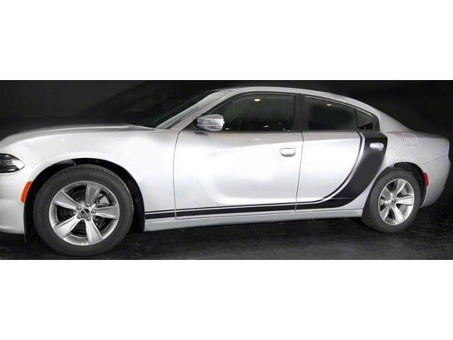 Rocker to Door Accent Side Stripes; Gloss Black (19-23 Charger)