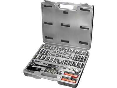 SAE/Metric Ratchet and Socket Set with Carrying Case; 100-Piece-Set